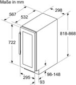 Siemens KU20WVHF0 iQ500 Weinkühlschrank, 82 x 30 cm, 21 Flaschen, Temperatur: 5-20 °C, 58 L, Black