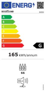 BODEGA43-145 Weinkühlschrank mit 3 Temperaturzonen, 145 Flaschen, 41 dB, Einbau und Freihstehend, Schwarze Vollglas-Designtür, 7 Ausziehbare Schubladen aus durchsichtig lackiertem Sapele Holz