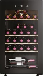 Haier Weinkühlschrank 50 SERIE 3 HWS34GGH1 I Weinklimaschrank für 34 Flaschen I Moderner Wine Fridge mit UV-Glastür & 5 Holzregalen I Wine Cooler mit Wi-Fi & Touch-Display I Vibrationsarme Lagerung