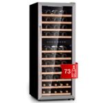Klarstein Weinkühlschrank, Getränkekühlschrank Schmal, Kühlschrank mit Glastür, Getränkekühlschränke Freistehend, Weinkühlschrank Klein, Weinkühlschränke 2 Zonen, LED-Beleuchtung, 5-18 °C, 54 Flaschen