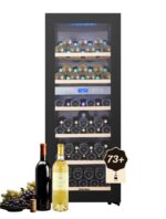 Kalamera Weinkühlschrank Upgrade, 84 Flaschen, 266 Liter, LED-Innenbeleuchtung Streifen, 2 Kühlzonen 5-10°C/10-18°C, KRC-266BFG