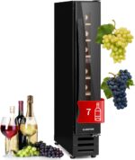 Klarstein Weinkühlschrank, 1 Zonen Getränkekühlschrank, Kleiner Einbau-Weinschrank Schmal, 20L Wein-Kühlschrank mit Glastür, Indoor/Outdoor Flaschenkühlschrank, Wine Fridge 5-22°C, 7 Flaschen