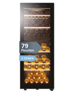 Haier Weinkühlschrank 50 SERIE 3 HWS34GGH1 I Weinklimaschrank für 34 Flaschen I Moderner Wine Fridge mit UV-Glastür & 5 Holzregalen I Wine Cooler mit Wi-Fi & Touch-Display I Vibrationsarme Lagerung