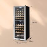 Klarstein Weinkühlschrank, Getränkekühlschrank Schmal, Kühlschrank mit Glastür, Getränkekühlschränke Freistehend, Weinkühlschrank Klein, Weinkühlschränke 2 Zonen, LED-Beleuchtung, 5-18 °C, 54 Flaschen
