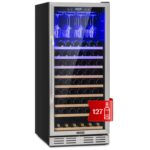 Klarstein Weinkühlschrank 2 Zonen, 53L Getränkekühlschrank, Kleiner Einbau-Weinschrank Schmal, Wein-Kühlschrank mit Glastür, Indoor/Outdoor Flaschenkühlschrank, Wine Fridge für 17 Flaschen, Schwarz