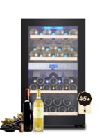 Kalamera Weinkühlschrank Upgrade, 84 Flaschen, 266 Liter, LED-Innenbeleuchtung Streifen, 2 Kühlzonen 5-10°C/10-18°C, KRC-266BFG