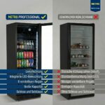 METRO Professional Getränkekühlschrank GSC4280B, Metall/Glas, 280 L, belüftete Kühlung, 210 W, mit Schloss, Schwarz