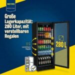 METRO Professional Getränkekühlschrank GSC4280B, Metall/Glas, 280 L, belüftete Kühlung, 210 W, mit Schloss, Schwarz