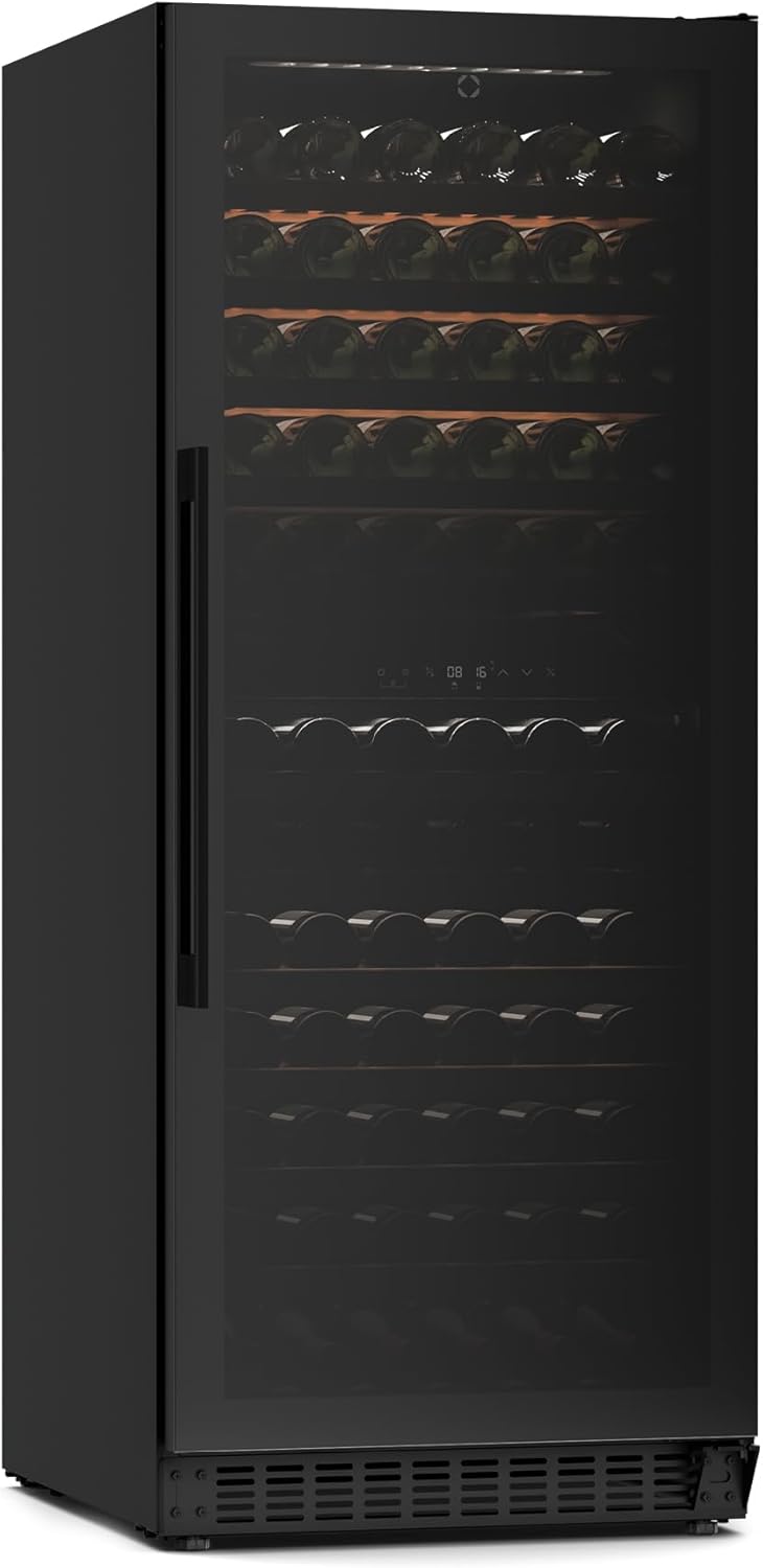 61RulisFMzL._AC_SL1500 Klarstein Velaire Weinkühlschrank 2 Zonen - 122 Flaschen, 5-22°C, Touch, LED, UV-Schutz, Einbau & Freistehend, leise, Weinklimaschrank, Holzregale