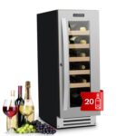Klarstein Weinkühlschrank 2 Zonen, 53L Getränkekühlschrank, Kleiner Einbau-Weinschrank Schmal, Wein-Kühlschrank mit Glastür, Indoor/Outdoor Flaschenkühlschrank, Wine Fridge für 17 Flaschen, Schwarz