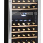 Klarstein Weinkühlschrank, Getränkekühlschrank Schmal, Kühlschrank mit Glastür, Getränkekühlschränke Freistehend, Weinkühlschrank Klein, Weinkühlschränke 2 Zonen, LED-Beleuchtung, 5-18 °C, 54 Flaschen