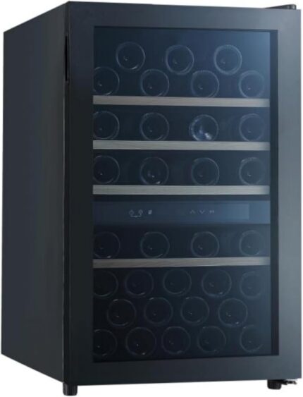 Wolkenstein WTS49DW | Stand Weinkühlschrank | Vinothek | 2 Temperaturzonen | Platz für 49 Flaschen | Touch Control Display | Schwarz | 86 x 48 cm