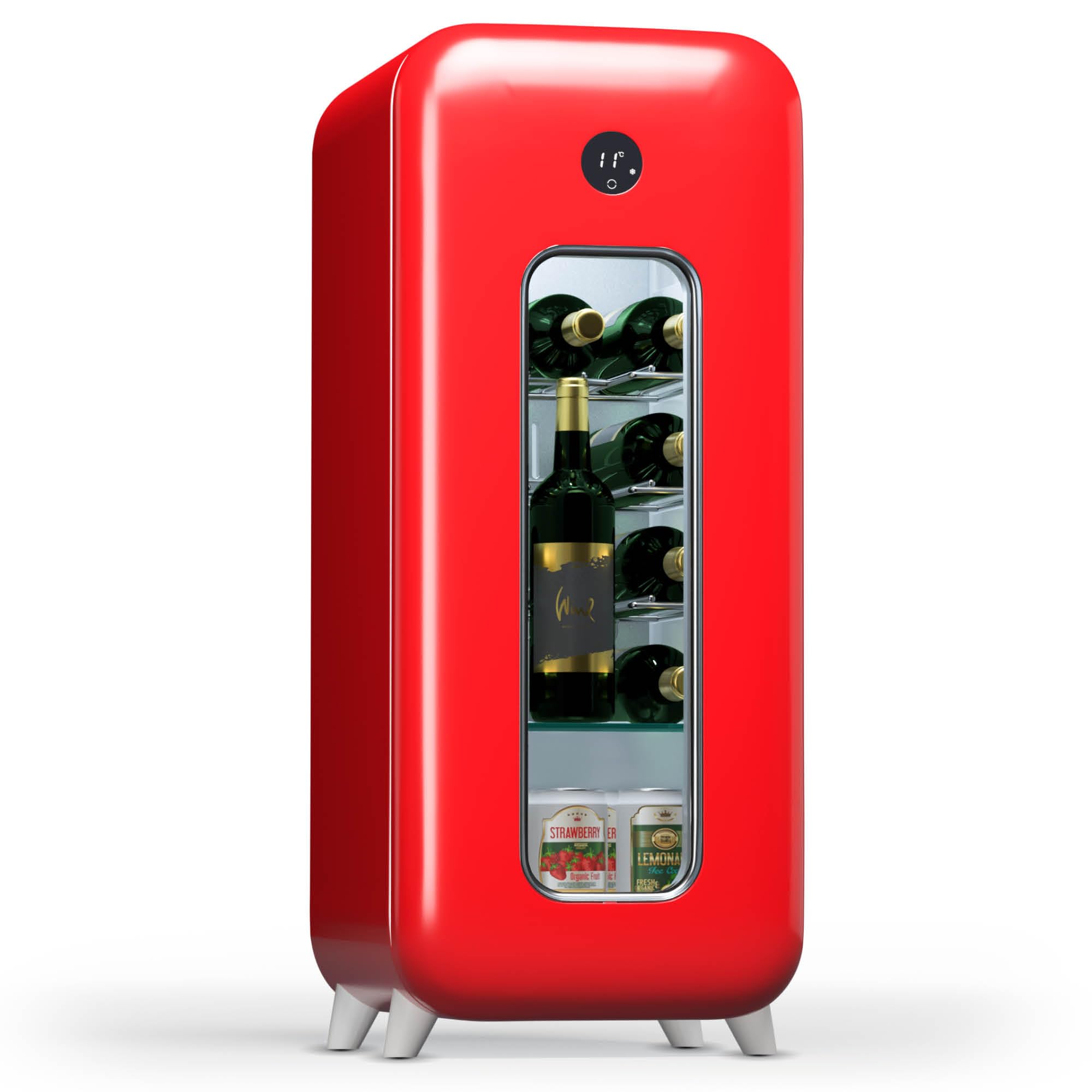 Klarstein Freistehender Weinkühlschrank 1 Zone, Getränkekühlschrank Klein, Kleiner Weinschrank, Wein-Kühlschrank Klein mit Glastür, Indoor/Outdoor Flaschenkühlschrank, Wine Fridge, 15 Flaschen