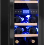 Klarstein Weinkühlschrank 2 Zonen, 53L Getränkekühlschrank, Kleiner Einbau-Weinschrank Schmal, Wein-Kühlschrank mit Glastür, Indoor/Outdoor Flaschenkühlschrank, Wine Fridge für 17 Flaschen, Schwarz
