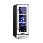 Klarstein Weinkühlschrank, 1 Zonen Getränkekühlschrank, Kleiner Einbau-Weinschrank Schmal, 20L Wein-Kühlschrank mit Glastür, Indoor/Outdoor Flaschenkühlschrank, Wine Fridge 5-22°C, 7 Flaschen