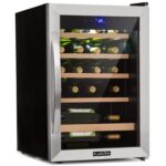 Klarstein Weinkühlschrank, Getränkekühlschrank Schmal, Kühlschrank mit Glastür, Getränkekühlschränke Freistehend, Weinkühlschrank Klein, Weinkühlschränke 2 Zonen, LED-Beleuchtung, 5-18 °C, 54 Flaschen