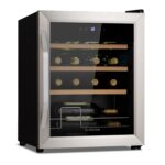 Klarstein Weinkühlschrank, Getränkekühlschrank Schmal, Kühlschrank mit Glastür, Getränkekühlschränke Freistehend, Weinkühlschrank Klein, Weinkühlschränke 2 Zonen, LED-Beleuchtung, 5-18 °C, 54 Flaschen