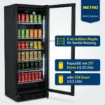 METRO Professional Getränkekühlschrank GSC4280B, Metall/Glas, 280 L, belüftete Kühlung, 210 W, mit Schloss, Schwarz