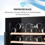 Klarstein Weinkühlschrank, Getränkekühlschrank Schmal, 2 Zonen Kühlschrank mit Glastür, Getränkekühlschränke Freistehend, Weinkühlschrank Klein, Weinkühlschränke mit UV-Schutz, 5-22 °C, 29 Flaschen