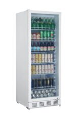 METRO Professional Getränkekühlschrank GSC4280B, Metall/Glas, 280 L, belüftete Kühlung, 210 W, mit Schloss, Schwarz