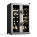 Klarstein Weinkühlschrank, Getränkekühlschrank Schmal, Kühlschrank mit Glastür, Getränkekühlschränke Freistehend, Weinkühlschrank Klein, Weinkühlschränke 2 Zonen, LED-Beleuchtung, 5-18 °C, 54 Flaschen