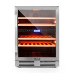 Klarstein Weinkühlschrank 2 Zonen, 53L Getränkekühlschrank, Kleiner Einbau-Weinschrank Schmal, Wein-Kühlschrank mit Glastür, Indoor/Outdoor Flaschenkühlschrank, Wine Fridge für 17 Flaschen, Schwarz