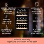Klarstein Weinkühlschrank, Getränkekühlschrank Schmal, 2 Zonen Kühlschrank mit Glastür, Getränkekühlschränke Freistehend, Weinkühlschrank Klein, Weinkühlschränke mit UV-Schutz, 5-22 °C, 29 Flaschen