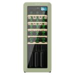 Cecotec Weinkühlschrank 18 Flaschen Retro Bolero Grandsommelier Origin 18 Hit Beige. Beige mit LED-Steuerung, Temp. 5-20ºC, Kompressor, NoFrost, Holzregale, Innenbeleuchtung, Belüftung