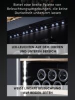 Kalamera Weinkühlschrank Upgrade, 84 Flaschen, 266 Liter, LED-Innenbeleuchtung Streifen, 2 Kühlzonen 5-10°C/10-18°C, KRC-266BFG