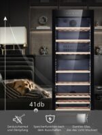Kalamera Weinkühlschrank Upgrade, 84 Flaschen, 266 Liter, LED-Innenbeleuchtung Streifen, 2 Kühlzonen 5-10°C/10-18°C, KRC-266BFG
