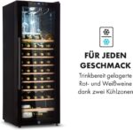 Klarstein Weinkühlschrank, Getränkekühlschrank Schmal, 1 Zone Kühlschrank mit Glastür, Getränkekühlschränke Freistehend, Weinkühlschrank Klein, Weinkühlschränke mit UV-Schutz, 4-18°C, 54 Flaschen