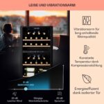 Klarstein Weinkühlschrank, Getränkekühlschrank Schmal, 2 Zonen Kühlschrank mit Glastür, Getränkekühlschränke Freistehend, Weinkühlschrank Klein, Weinkühlschränke mit UV-Schutz, 5-18°C, 34 Flaschen