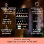 Klarstein Weinkühlschrank, Getränkekühlschrank Schmal, 2 Zonen Kühlschrank mit Glastür, Getränkekühlschränke Freistehend, Weinkühlschrank Klein, Weinkühlschränke mit UV-Schutz, 5-18°C, 34 Flaschen