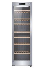 Haier HWS33GG Weinkühlschrank / 33 Flaschen / 83 cm Höhe / 1 Zone/UV undurchlässige Glastür / 5 Holzablagen/LED Beleuchtsystem/Vibrationsarmer Kompressor/hOn App, Schwarz