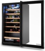 Klarstein Vivo Wine 26 Wine Cellar - Beverage cooler, 26 bottles, 88 L, LED, temperature control, Interchangeable hinge, Door on both sides, stainless steel, Silver