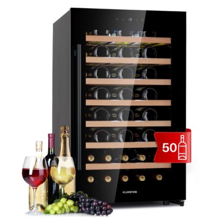 Klarstein Weinkühlschrank, 1 Zonen Getränkekühlschrank, Kleiner Einbau-Weinschrank Schmal, 20L Wein-Kühlschrank mit Glastür, Indoor/Outdoor Flaschenkühlschrank, Wine Fridge 5-22°C, 7 Flaschen