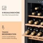Klarstein Weinkühlschrank, Getränkekühlschrank Schmal, Kühlschrank mit Glastür, Getränkekühlschränke Freistehend, Weinkühlschrank Klein, Weinkühlschränke 2 Zonen, LED-Beleuchtung, 5-18 °C, 54 Flaschen