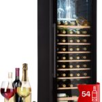 Klarstein Weinkühlschrank, Getränkekühlschrank Schmal, 1 Zone Kühlschrank mit Glastür, Getränkekühlschränke Freistehend, Weinkühlschrank Klein, Weinkühlschränke mit UV-Schutz, 4-18°C, 54 Flaschen