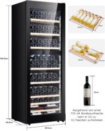 Kalamera Weinkühlschrank Upgrade, 84 Flaschen, 266 Liter, LED-Innenbeleuchtung Streifen, 2 Kühlzonen 5-10°C/10-18°C, KRC-266BFG