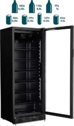 METRO Professional Getränkekühlschrank GSC4280B, Metall/Glas, 280 L, belüftete Kühlung, 210 W, mit Schloss, Schwarz