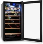 Klarstein Vivo Wine 26 Wine Cellar - Beverage cooler, 26 bottles, 88 L, LED, temperature control, Interchangeable hinge, Door on both sides, stainless steel, Silver