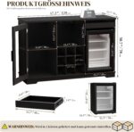 BROTTAR Barschrank mit Kühlschrank (inklusive), weinkühlschrank mit LED-Beleuchtung, Getränkeschrank Sideboard mit Bewegungssensor, Weinschrank für Wohnzimmer Küche Esszimmer (Schwarz)