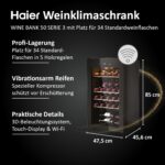 Haier Weinkühlschrank 50 SERIE 3 HWS34GGH1 I Weinklimaschrank für 34 Flaschen I Moderner Wine Fridge mit UV-Glastür & 5 Holzregalen I Wine Cooler mit Wi-Fi & Touch-Display I Vibrationsarme Lagerung