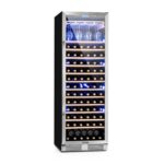 Klarstein Weinkühlschrank 2 Zonen, 53L Getränkekühlschrank, Kleiner Einbau-Weinschrank Schmal, Wein-Kühlschrank mit Glastür, Indoor/Outdoor Flaschenkühlschrank, Wine Fridge für 17 Flaschen, Schwarz
