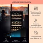Klarstein Weinkühlschrank, Getränkekühlschrank Schmal, 2 Zonen Kühlschrank mit Glastür, Getränkekühlschränke Freistehend, Weinkühlschrank Klein, Weinkühlschränke mit UV-Schutz, 5-22 °C, 29 Flaschen