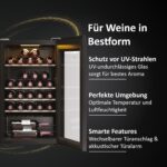 Haier Weinkühlschrank 50 SERIE 3 HWS34GGH1 I Weinklimaschrank für 34 Flaschen I Moderner Wine Fridge mit UV-Glastür & 5 Holzregalen I Wine Cooler mit Wi-Fi & Touch-Display I Vibrationsarme Lagerung