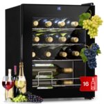 Klarstein Weinkühlschrank, 2 Zonen Getränkekühlschrank Klein, Freistehender Kleiner Weinschrank 80L, Wein-Kühlschrank mit Glastür, Indoor/Outdoor Flaschenkühlschrank, Wine Fridge 29 Flaschen