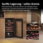 Haier Weinkühlschrank 50 SERIE 3 HWS34GGH1 I Weinklimaschrank für 34 Flaschen I Moderner Wine Fridge mit UV-Glastür & 5 Holzregalen I Wine Cooler mit Wi-Fi & Touch-Display I Vibrationsarme Lagerung