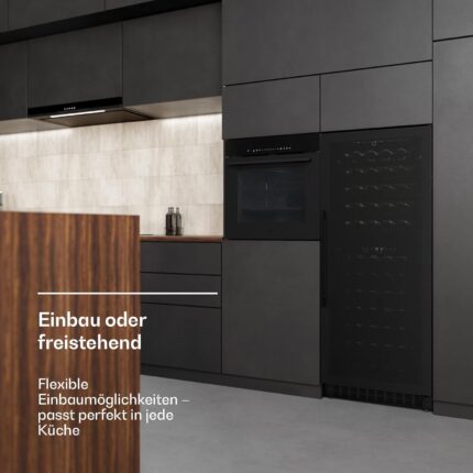 Klarstein Velaire Weinkühlschrank 2 Zonen - 122 Flaschen, 5-22°C, Touch, LED, UV-Schutz, Einbau & Freistehend, leise, Weinklimaschrank, Holzregale