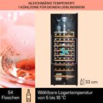 Klarstein Weinkühlschrank, Getränkekühlschrank Schmal, 1 Zone Kühlschrank mit Glastür, Getränkekühlschränke Freistehend, Weinkühlschrank Klein, Weinkühlschränke mit UV-Schutz, 4-18°C, 54 Flaschen